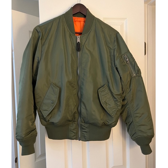 ALPHA INDUSTRIES MA-1 BOMBER JACKET, UNISEX SIZE MM/WL, SAGE - Picture 4 of 11